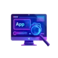 App Review Lab logo on black background, featuring tech and lab elements