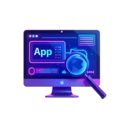 App Review Lab logo on black background, featuring tech and lab elements
