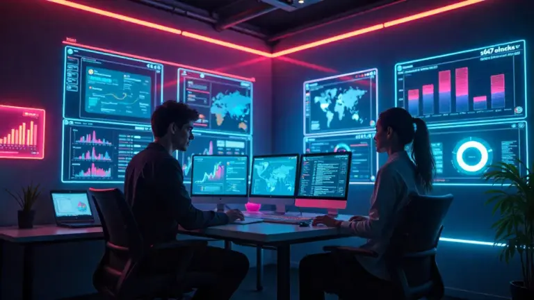 AI software review futuristic workspace illustration