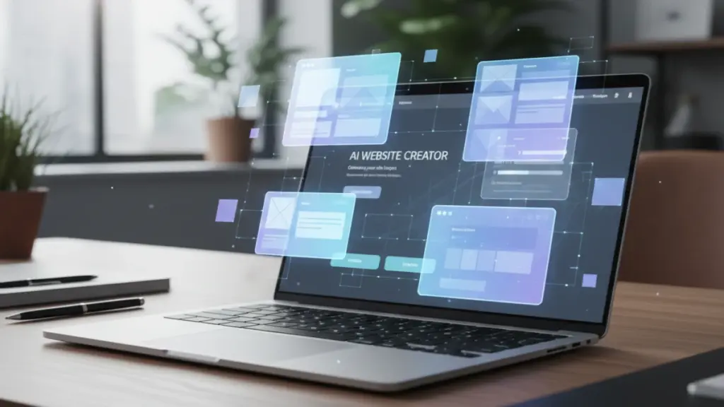 Webira AI website builder interface generating a business website