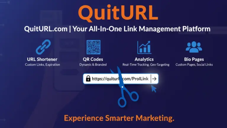 QuitURL link analytics dashboard with click tracking and geo data