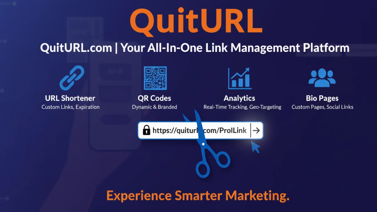 QuitURL link analytics dashboard with click tracking and geo data