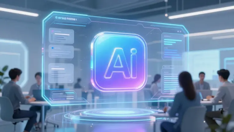No-code AI tools dashboard with futuristic interfaces
