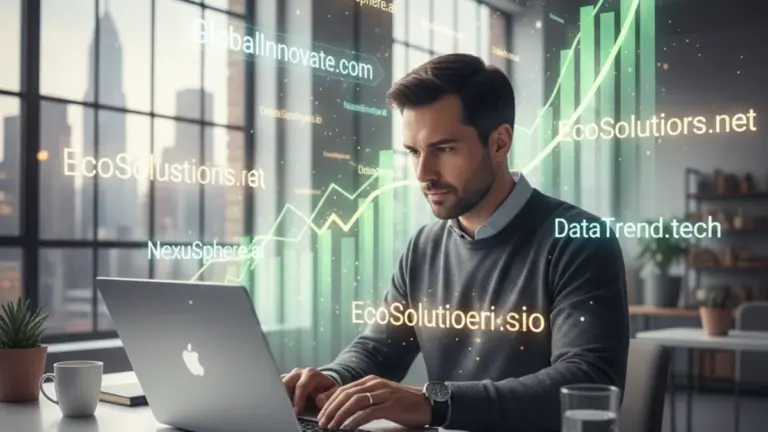 Beginner flipping domain names for profit on a laptop