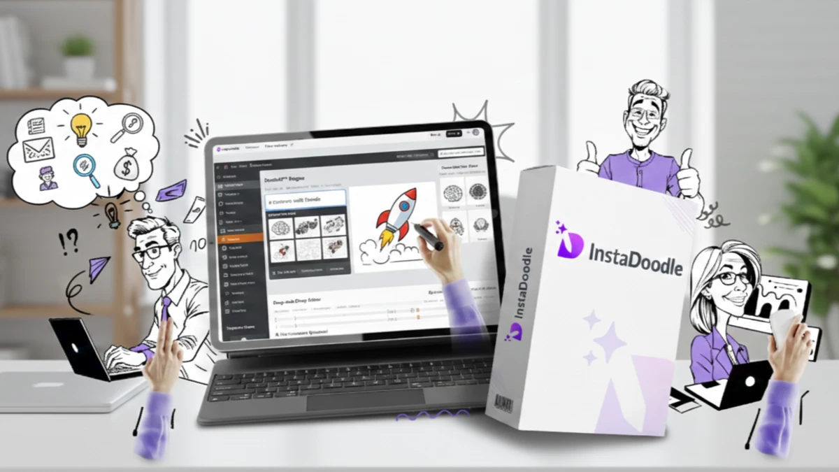 InstaDoodle AI whiteboard video editor interface
