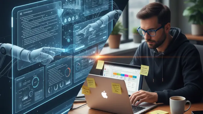 AI and human software testing comparison workspace