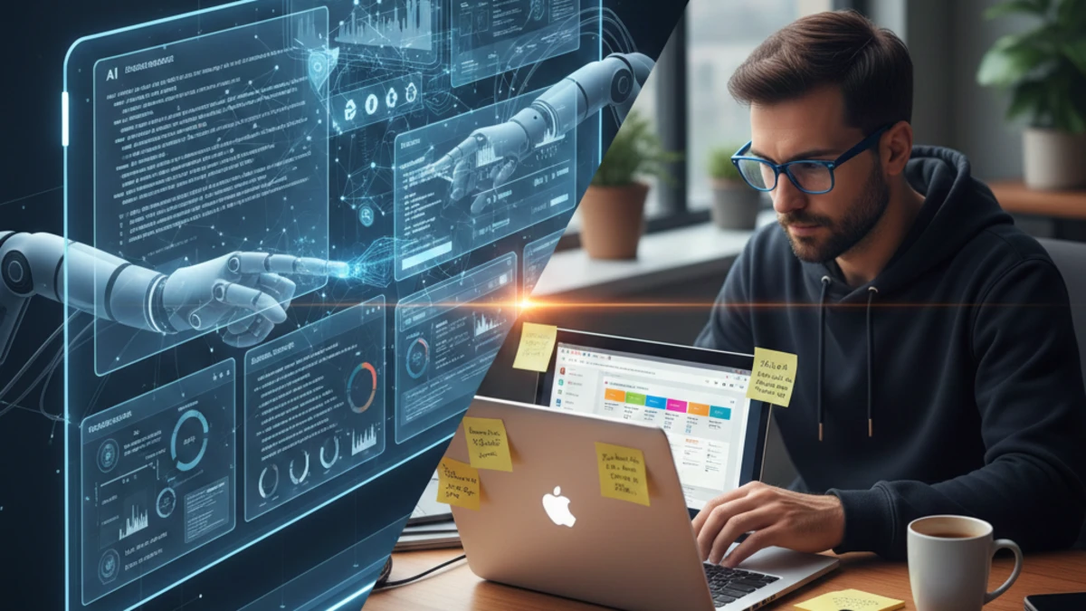 AI and human software testing comparison workspace
