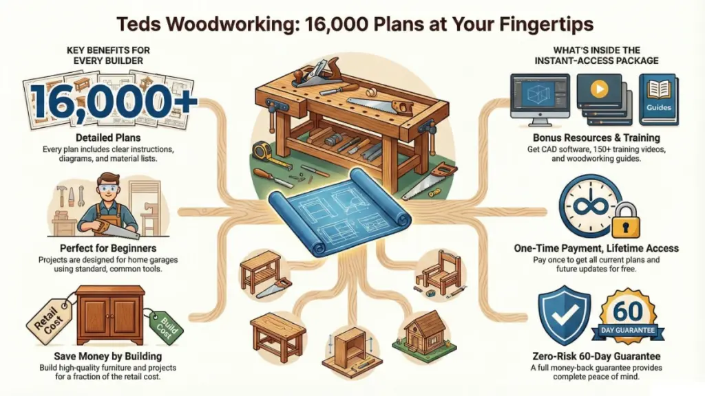 DIY woodworker building furniture using step by step woodworking plans