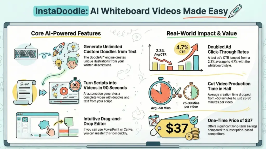 AI-generated whiteboard doodle video for marketing