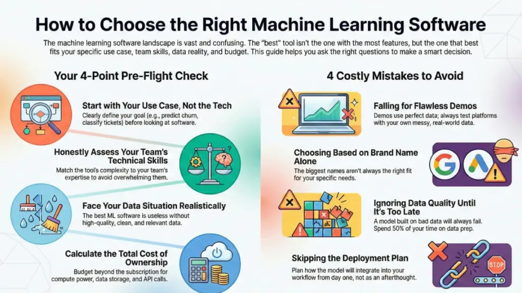 Data scientist choosing machine learning platforms on multiple screens