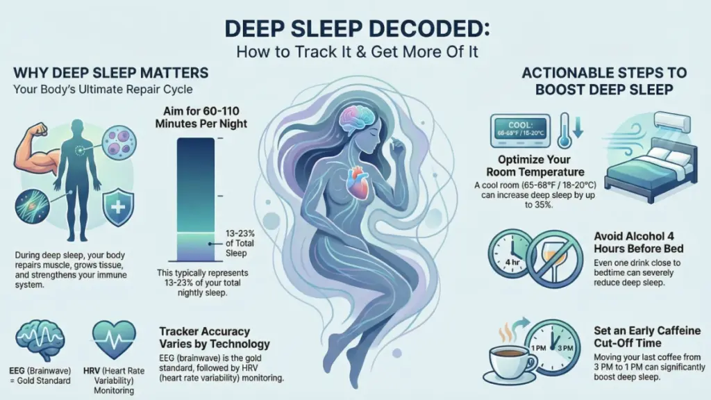 Smartphone app showing deep sleep data and sleep cycles