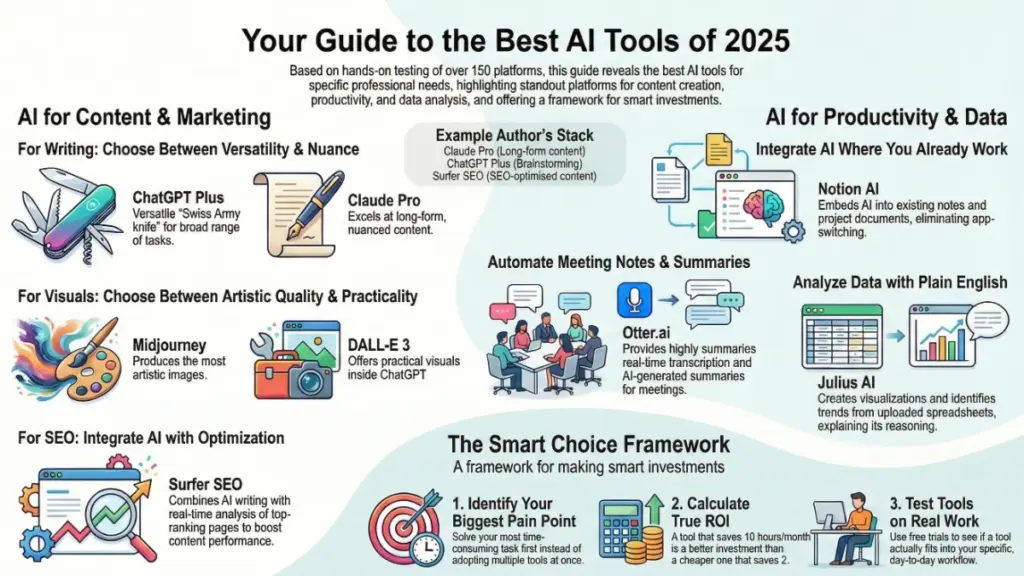AI software tools dashboard showing writing, image, and automation features