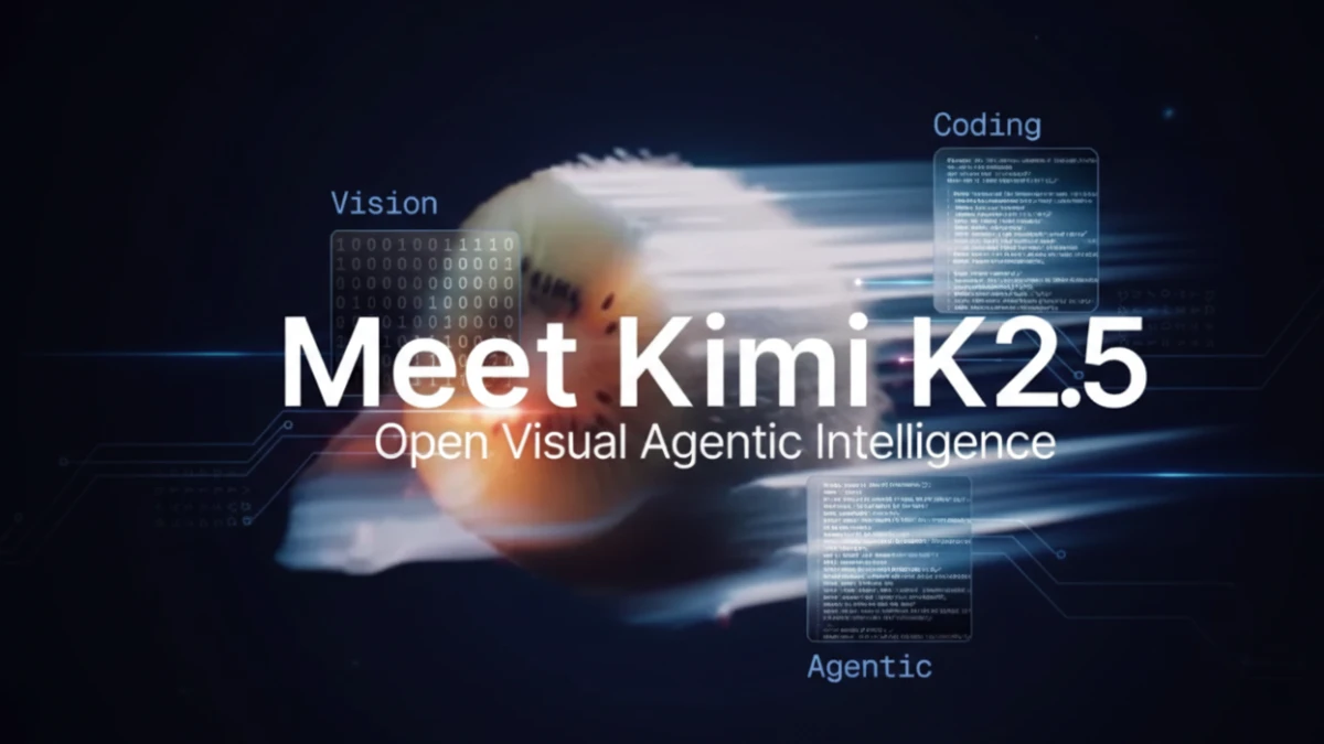 Kimi K2.5 AI agent swarm visual workflow