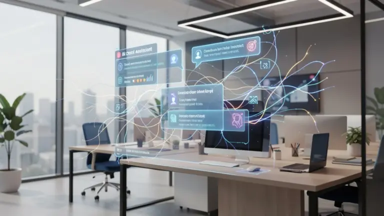 AI chatbot assistant interface in a modern digital workspace