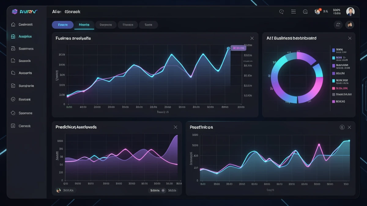 AI dashboard showing real-time business intelligence analytics