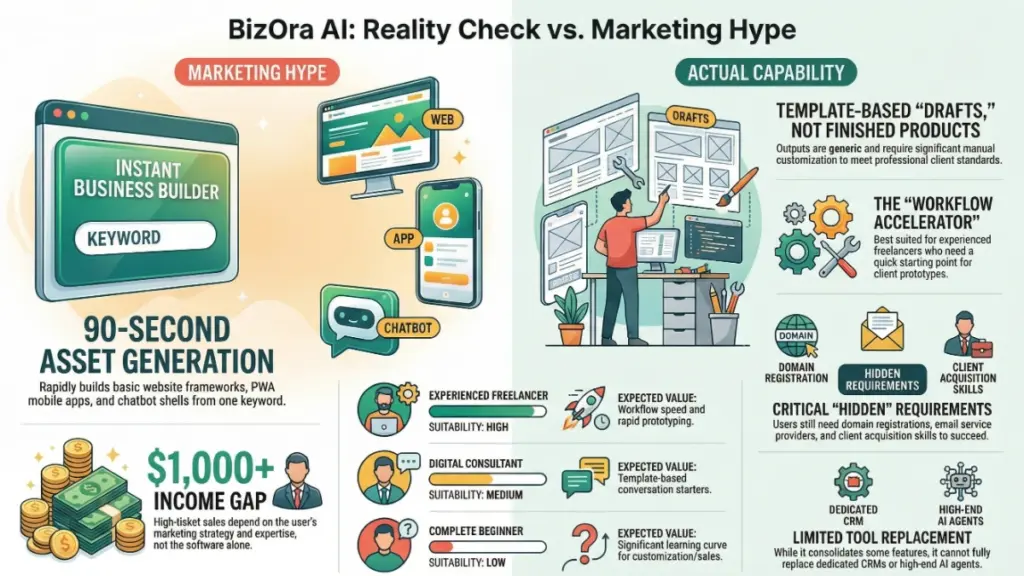 BizOra AI dashboard creating a complete digital business