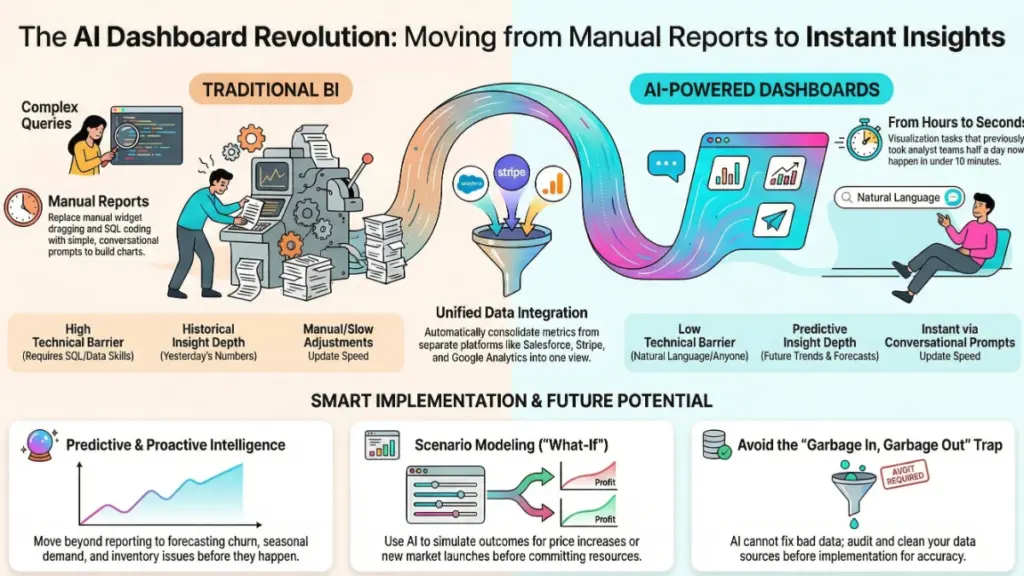 Predictive analytics and data visualization on AI-powered dashboard AI dashboards
