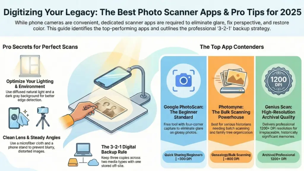 scanning old family photos with smartphone app