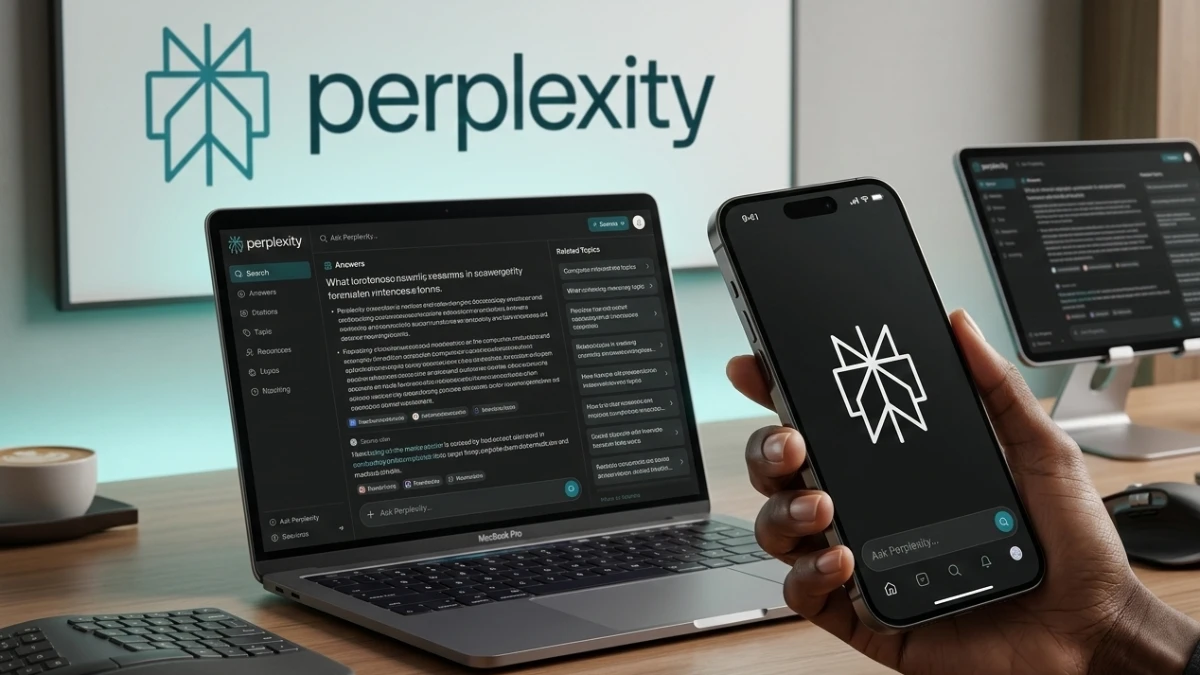 Perplexity AI research interface showing cited search results