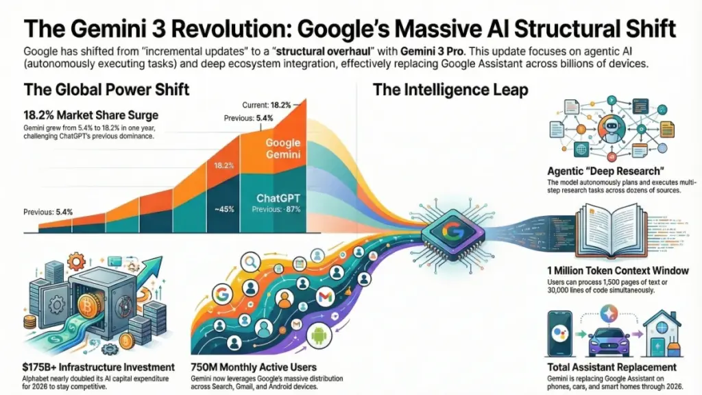 Comparison concept showing Google Gemini 3 Pro competing with ChatGPT in the AI assistant market