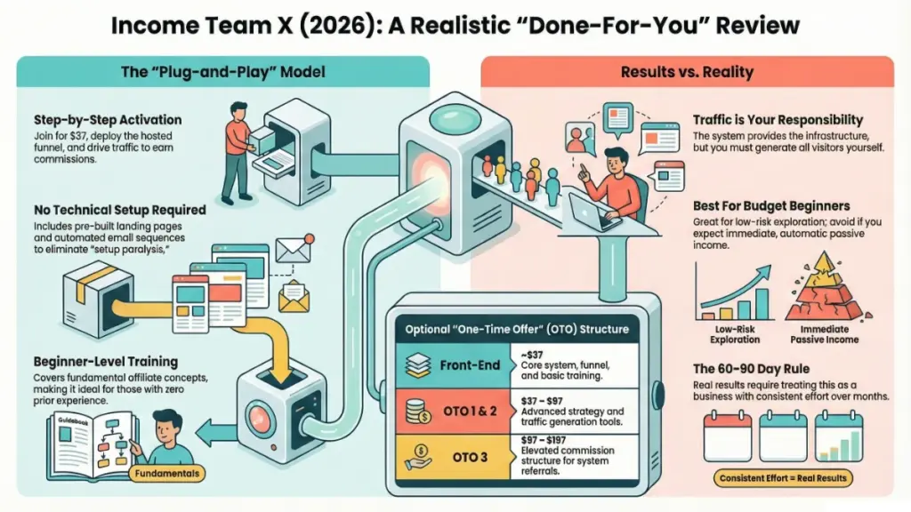 Beginner using affiliate marketing system on laptop at home