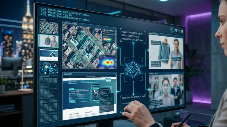 Claude Opus 4.7 AI analyzing marketing data on high-resolution screens