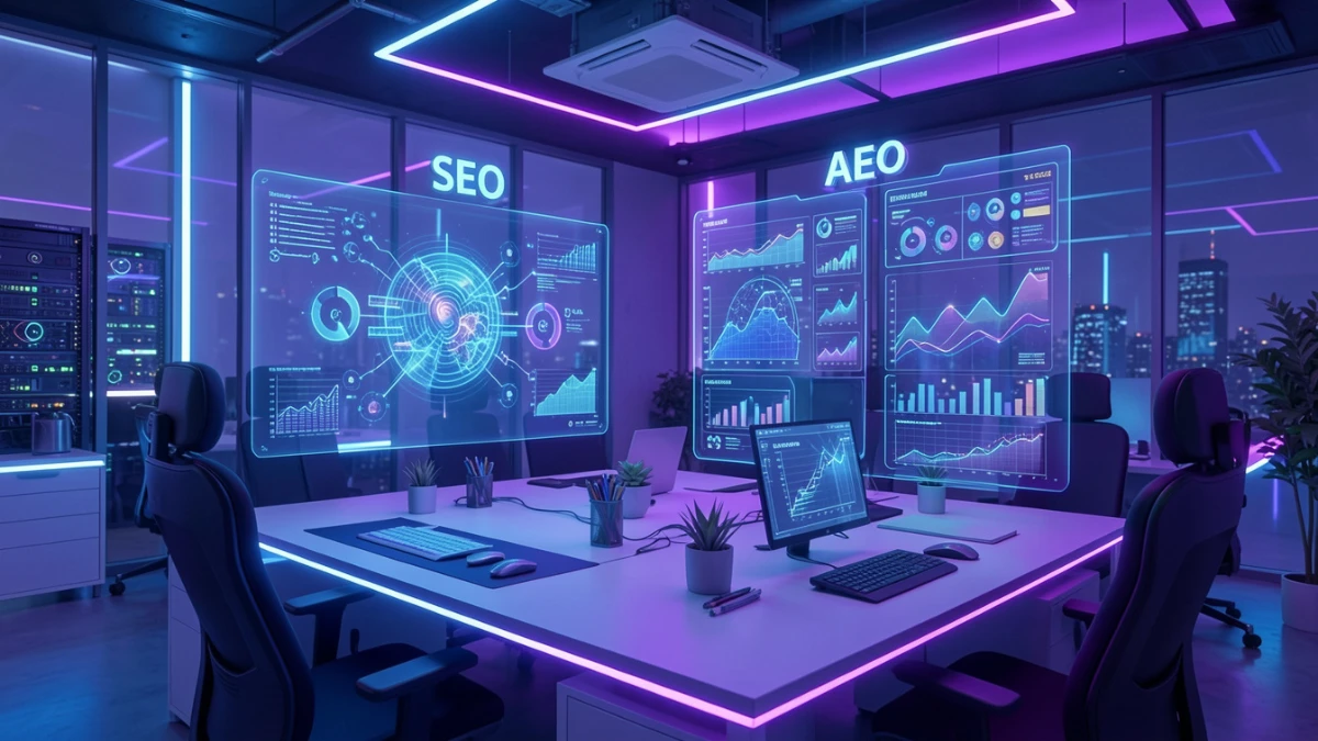 AI search optimization dashboard showing AEO analytics