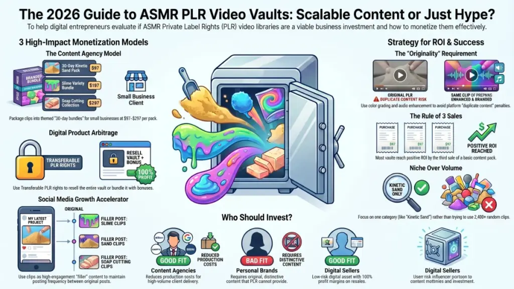 Digital product seller organizing ASMR video vault files