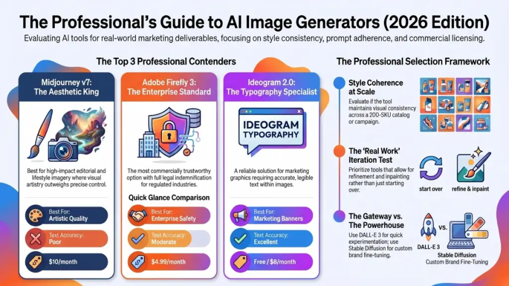designer creating marketing visuals using AI image generator software