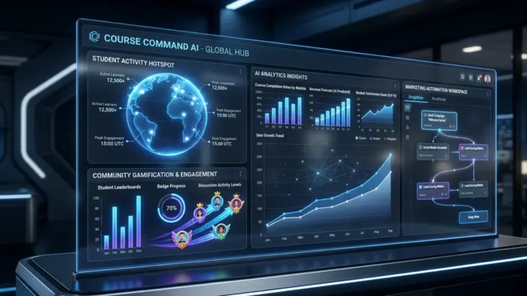 GuruOS AI dashboard for course creation and community management