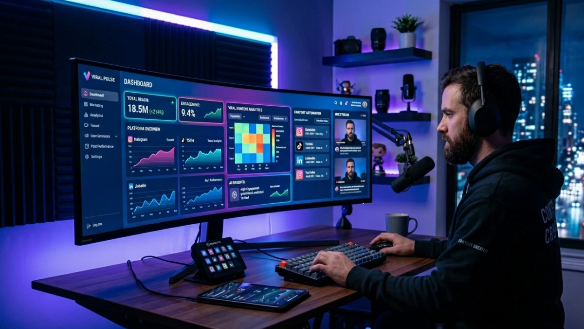Viral Builder AI dashboard generating viral social media content across multiple platforms