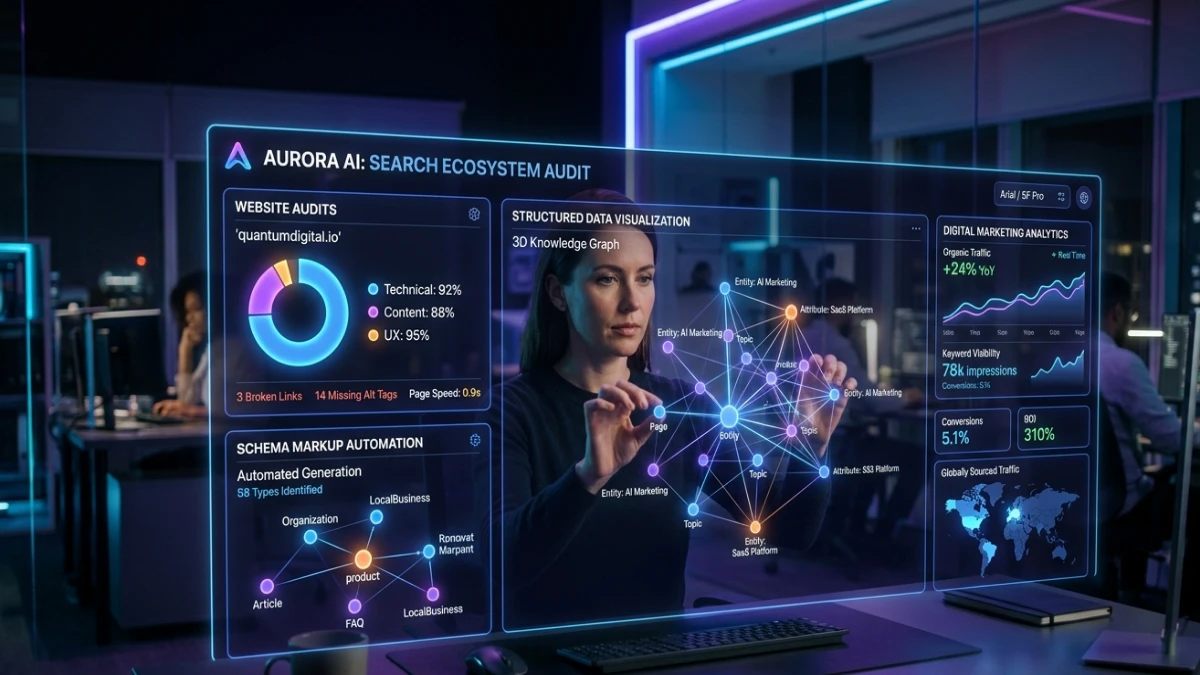 SerpSling AI dashboard showing AI search optimization audit and schema automation tools