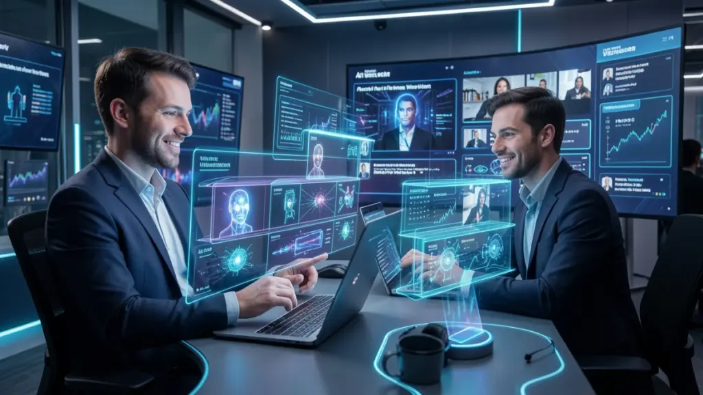 Digital marketer attending an online AI webinar training session