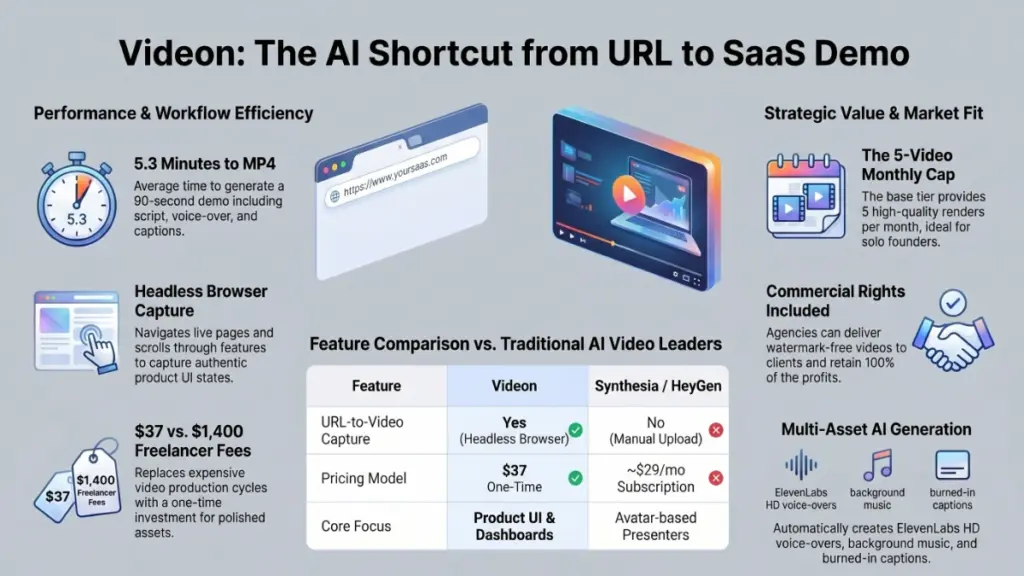Digital marketer using Videon to create professional product demo videos with AI automation.