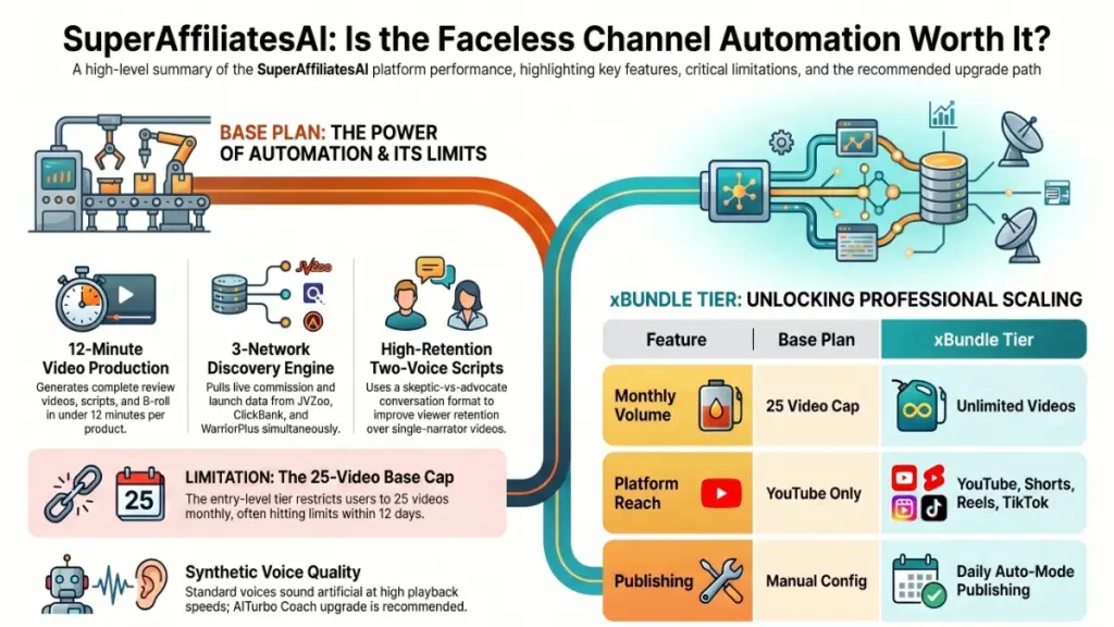 Faceless affiliate marketing channel powered by AI generating review videos across multiple social platforms.