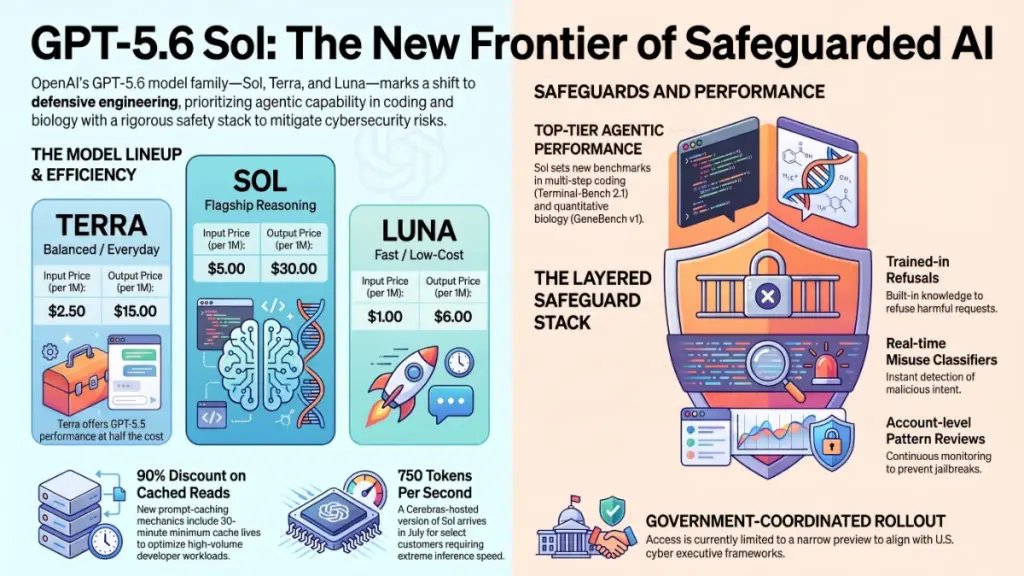 Comparison of GPT-5.6 Sol, Terra, and Luna AI models with pricing and enterprise performance.