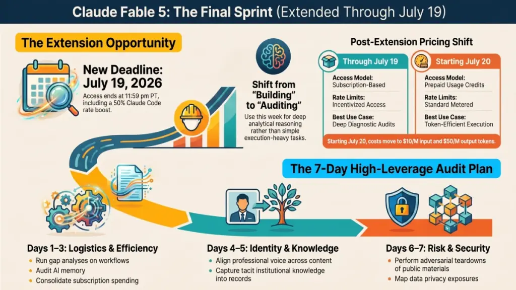 Developer reviewing AI automation, privacy, and spending reports before Claude Fable 5 credit pricing begins.