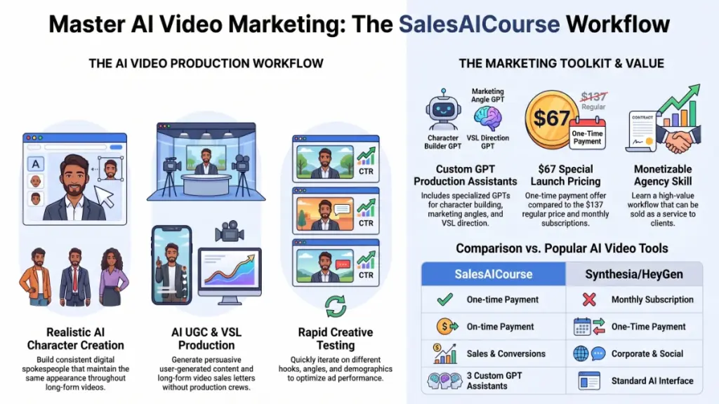 Digital marketing professional using AI-generated spokespersons to create UGC ads and sales videos