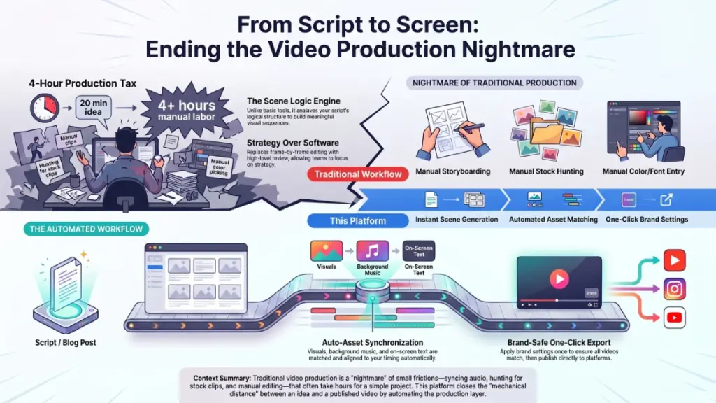 Digital marketer using artificial intelligence software to transform blog content into branded videos.
