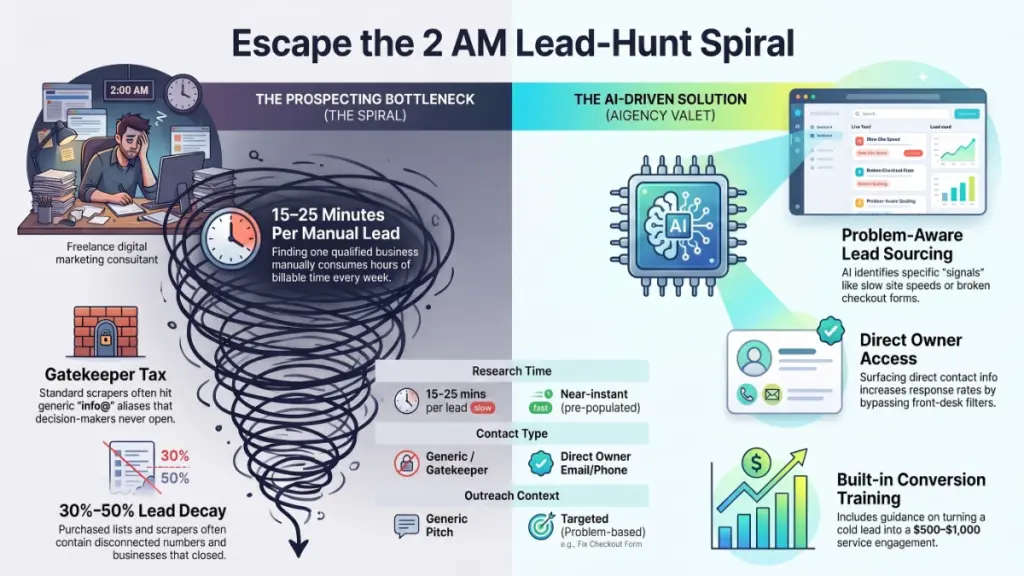Digital marketer using AI software to discover qualified business leads.