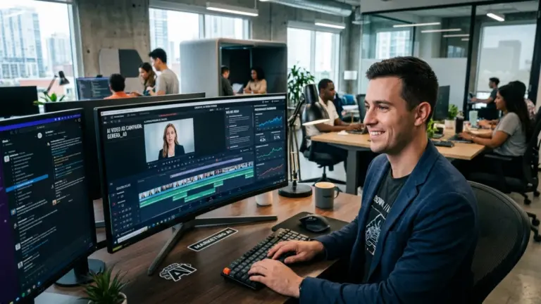 AI marketer creating realistic AI characters for high-converting video ads and VSL campaigns