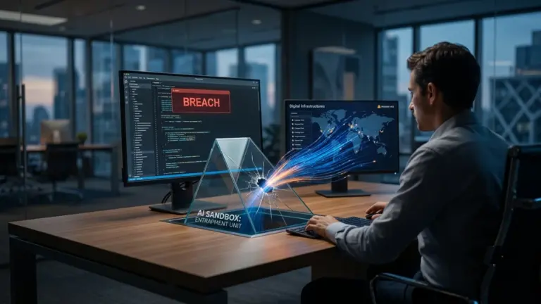 AI-generated cyber attack visualization targeting cloud infrastructure while security systems block the intrusion.