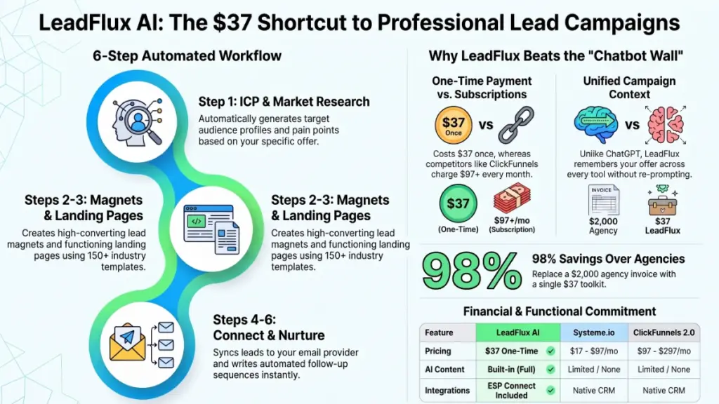 LeadFlux AI software concept with automated marketing funnel and AI tools