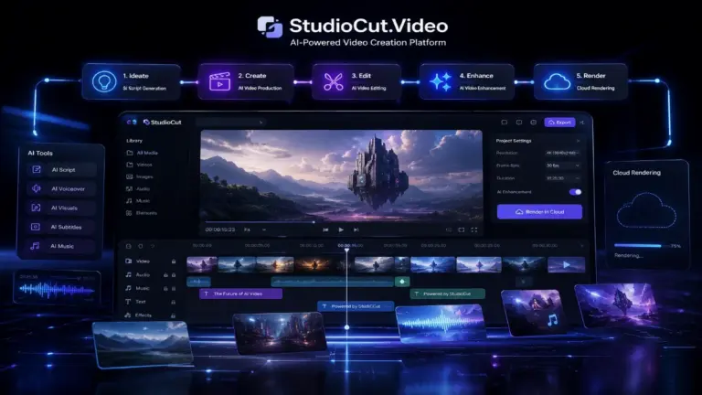 StudioCut.Video AI video production platform dashboard