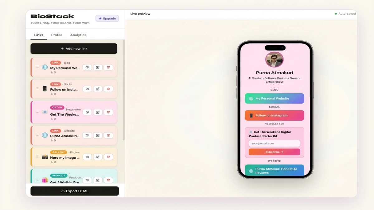 All Your Links. One Beautiful Bio Page. No Monthly Fees. — My Honest BioStack Review