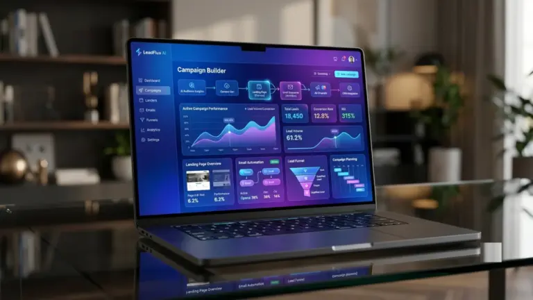 LeadFlux AI dashboard showing AI-powered lead generation campaign tools