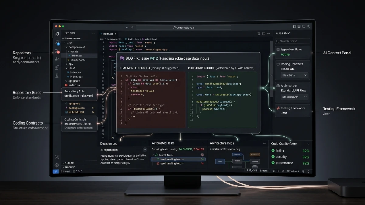 AI coding assistant creating special-case fixes and technical debt in a software codebase