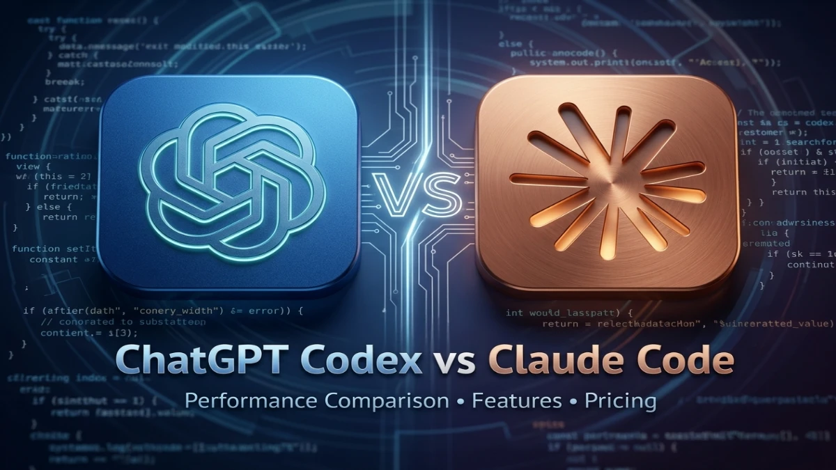 Claude Code and Codex AI coding assistants compared through developer workflow dashboards.
