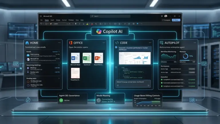 Microsoft Copilot unified AI work platform with Office, Code, and Autopilot