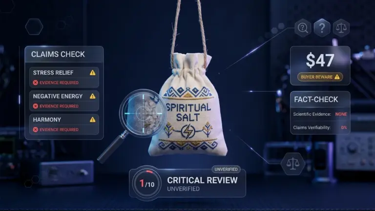 Spiritual Salt pouch shown with evidence and warning indicators